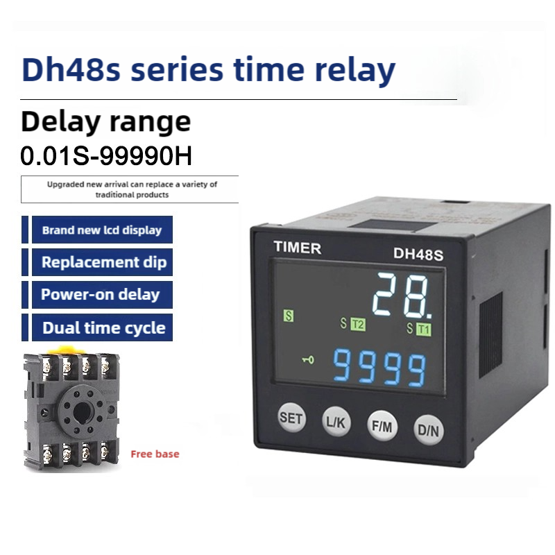 DH48S HD48S DC/AC24V AC220V Relè di ritardo programmabile di precisione 0,01S-99990H con base presa Relè temporale serie DH48S