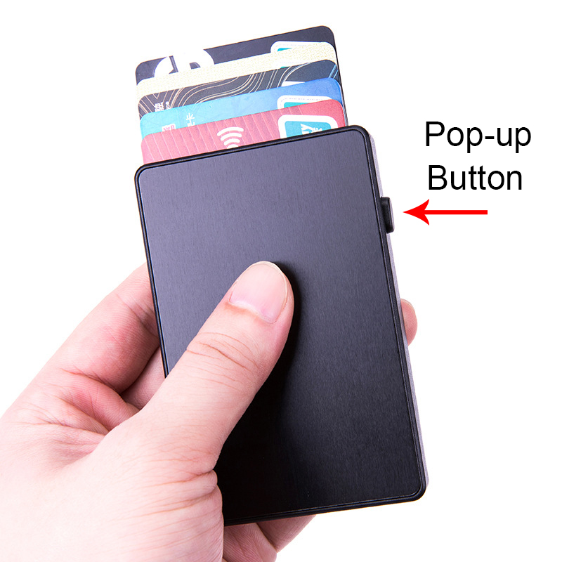 Porte-cartes RFID Pop-up fin en or populaire pour homme, portefeuille de cartes mince pour homme, étui à cartes de crédit créatif RFID pour femme