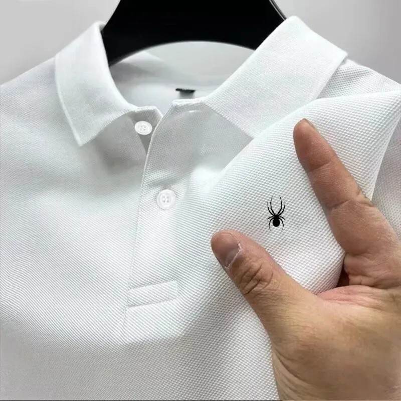2026 Luxuriöses Herren-Poloshirt in Weiß, atmungsaktiv, aus Eisseide, ein Außergewöhnlicher Stil für den gehobenen Kreis
