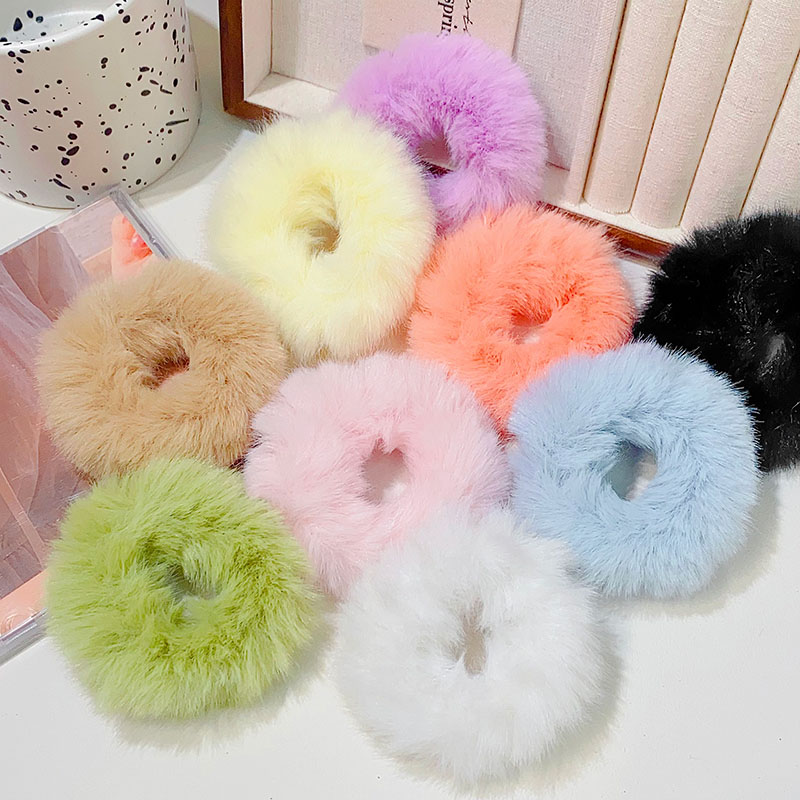 Nova Faixa de Cabelo Colorida e Fofa para Mulheres e Meninas, Prendedor de Rabo de Cavalo, Elástico de Cabelo de Pelúcia, Acessórios de Cabelo da Moda