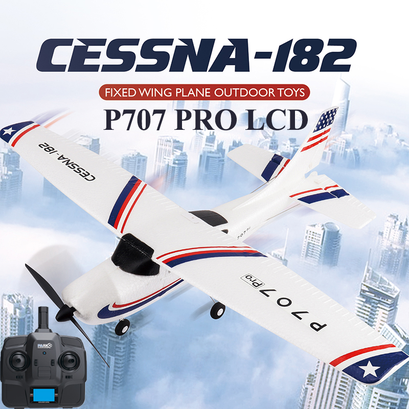 Parkten RC Airplane P707G PRO LCD Version 2.4G 3D/6G With Gyro 3Ch Fixed Wing Plane Outdoor Toys Drone RTF CESSNA 182 Glider