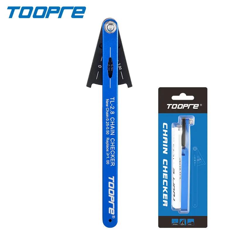 TOOPRE-Herramientas indicadoras de desgaste de cadena de bicicleta de montaña, comprobador de cadena, aleación de aluminio, herramientas de cadena de bicicleta de montaña y carretera, herramientas de reparación de cicl