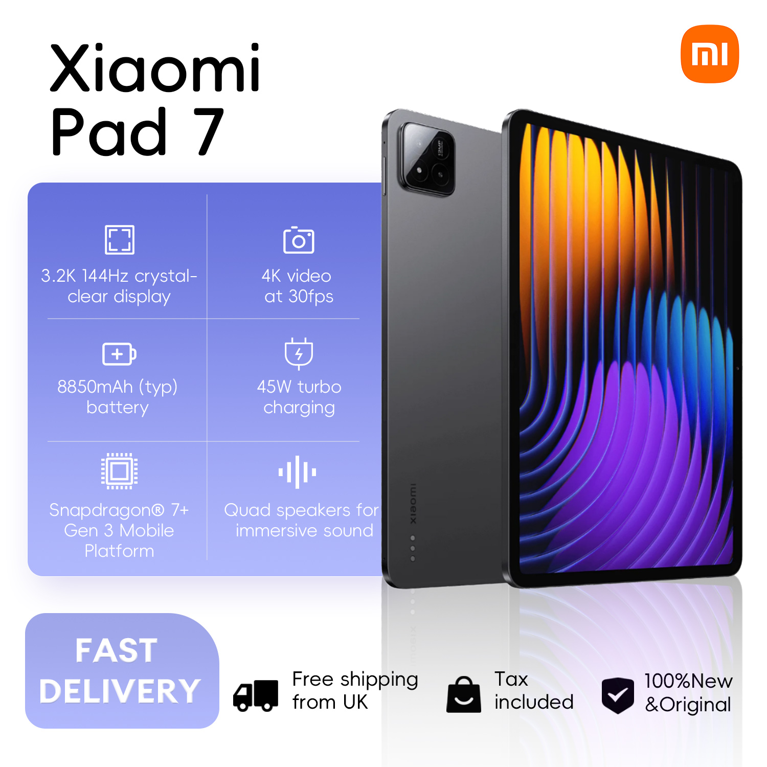 Xiaomi Pad 7 11 ''144Hz Wi-Fi 6E 8GB/128GB 8GB/256GB 8850mAh Tablet