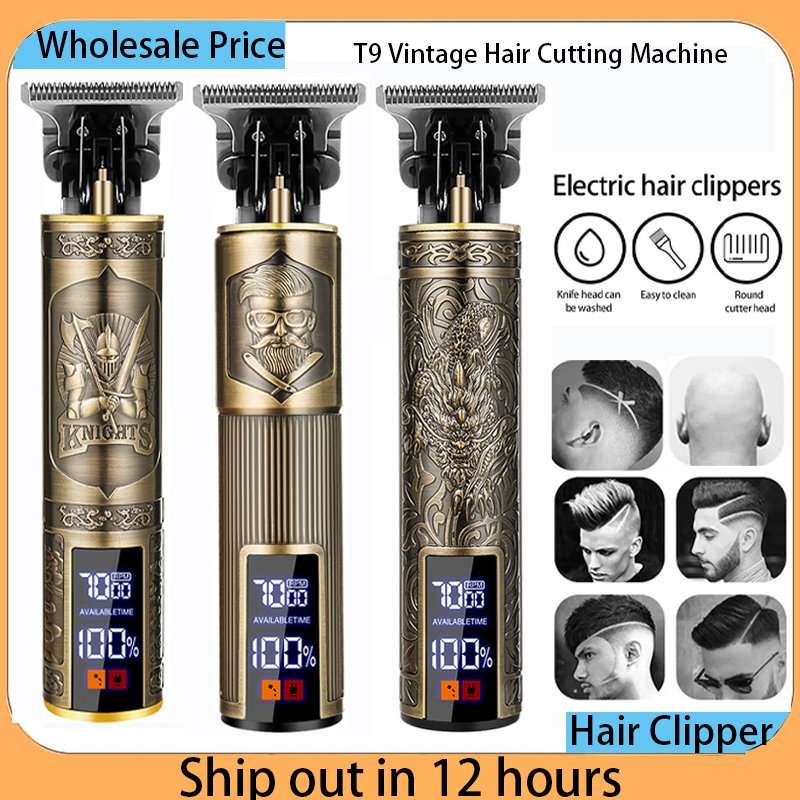 Cortadora de pelo Vintage T9, Máquina para cortar cabello portátil, afeitadora de carga rápida USB, cortadora de pelo inalámbrica para peluquero, Barbe para hombres