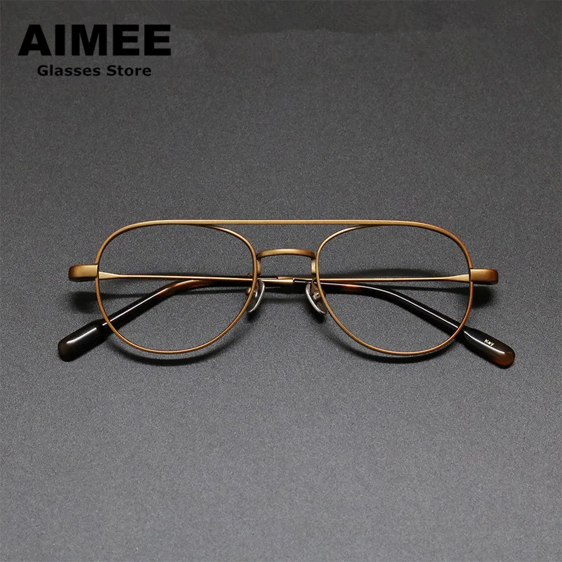 Desain Jepang Bingkai Kacamata Oval Titanium Pilot Kacamata Optik Pria Miopia Wanita Kacamata Baca Resep Kacamata