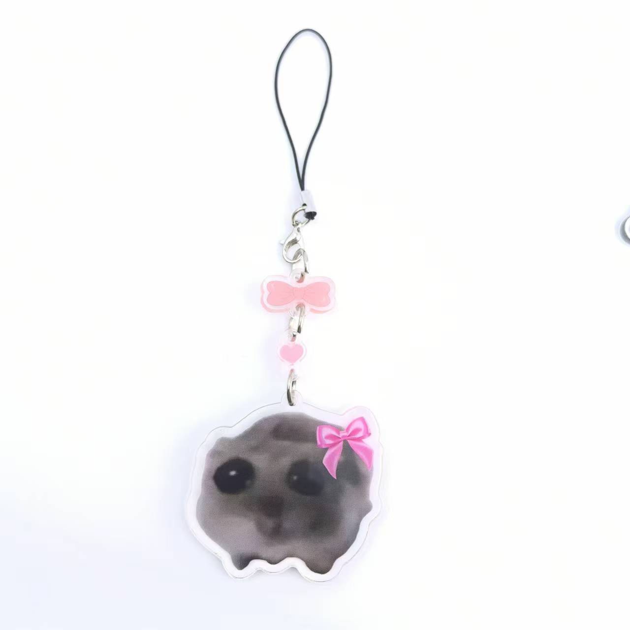 Triste hámster teléfono encanto divertido Meme soy solo una chica teléfono encanto lindo Y2k divertido teléfono bolsa encanto accesorios, gato Meme llavero