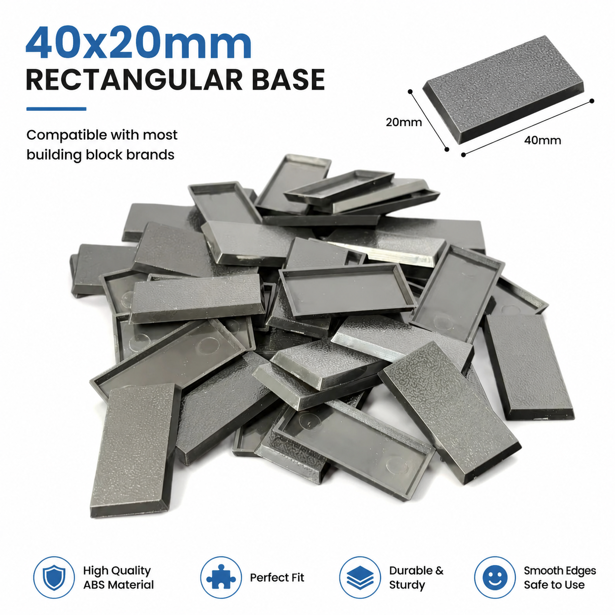 Wargame-Basen, 40 x 20 mm, rechteckige Basen