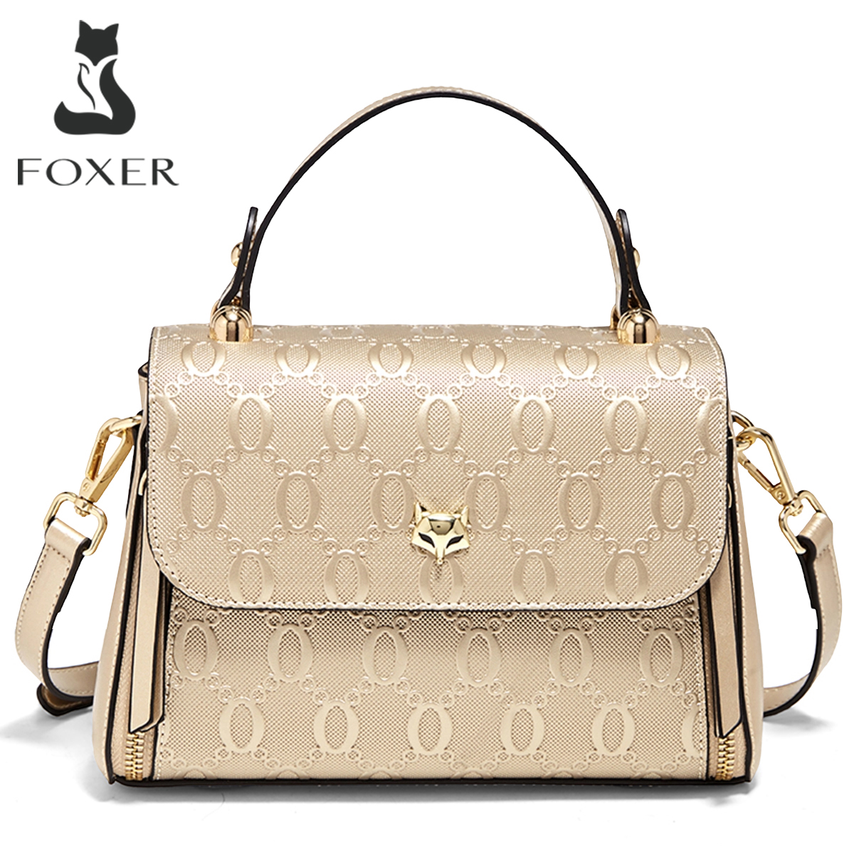 FOXER Dameshandtas Split lederen schoudertas 2026 Mode Lichte luxe crossbodytas Vintage pendeltas Vrouwelijke messengertas