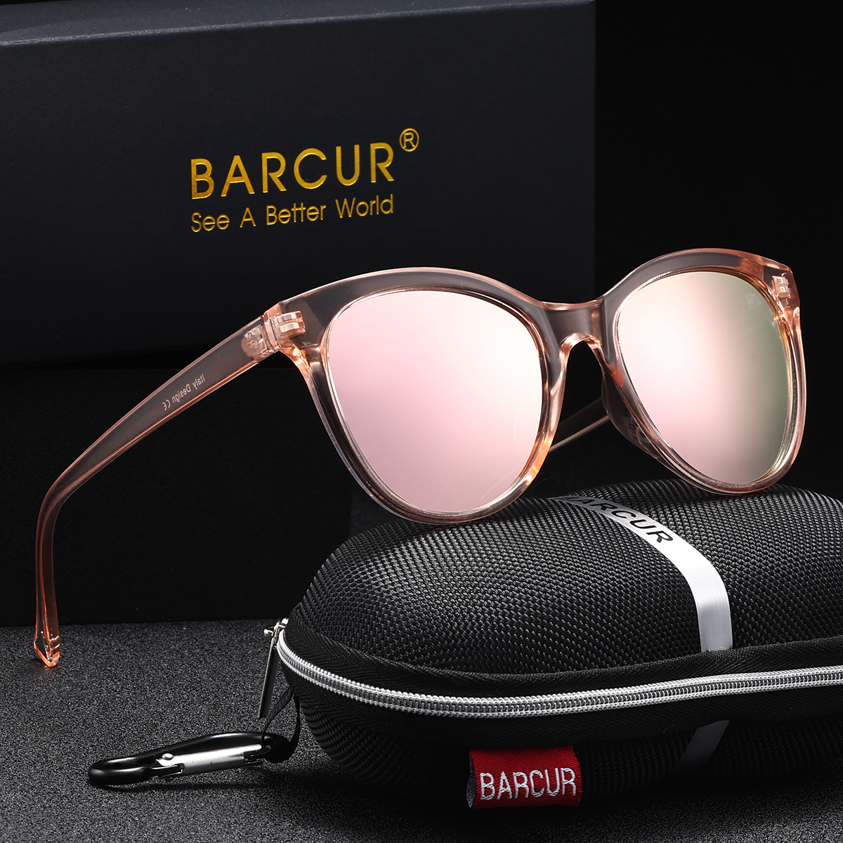BARCUR moda ojo de gato gafas de sol polarizadas para mujer Simple cómodo ultraligero marco de PC UV400 TAC lentes de sol mujer