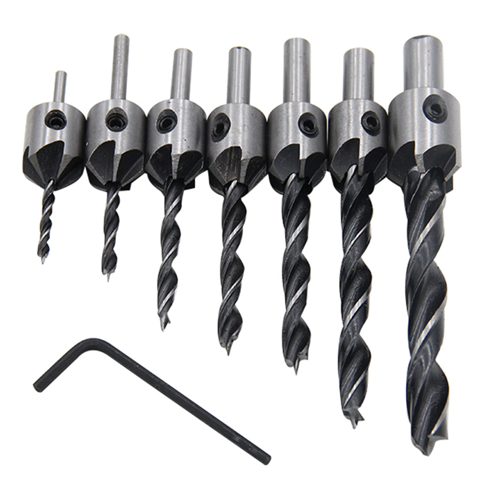 Verzinkboor Boor Set Ruimer Houtbewerking Afschuining Verzinkboor Pliot Hole Cutter Schroef Gat Boor 4/5/6/7/8/10mm HSS Gat Boor