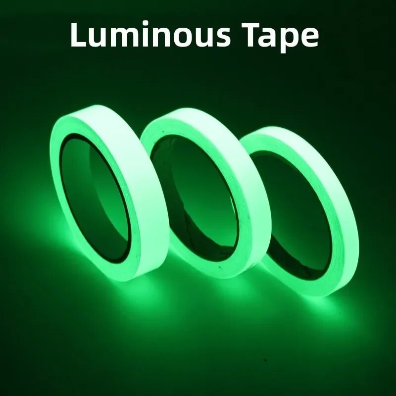Fita fluorescente reflexiva luminosa, adesivo antiderrapante, verde, armazenamento de luz à terra, quadro de bicicleta da escada, 3m