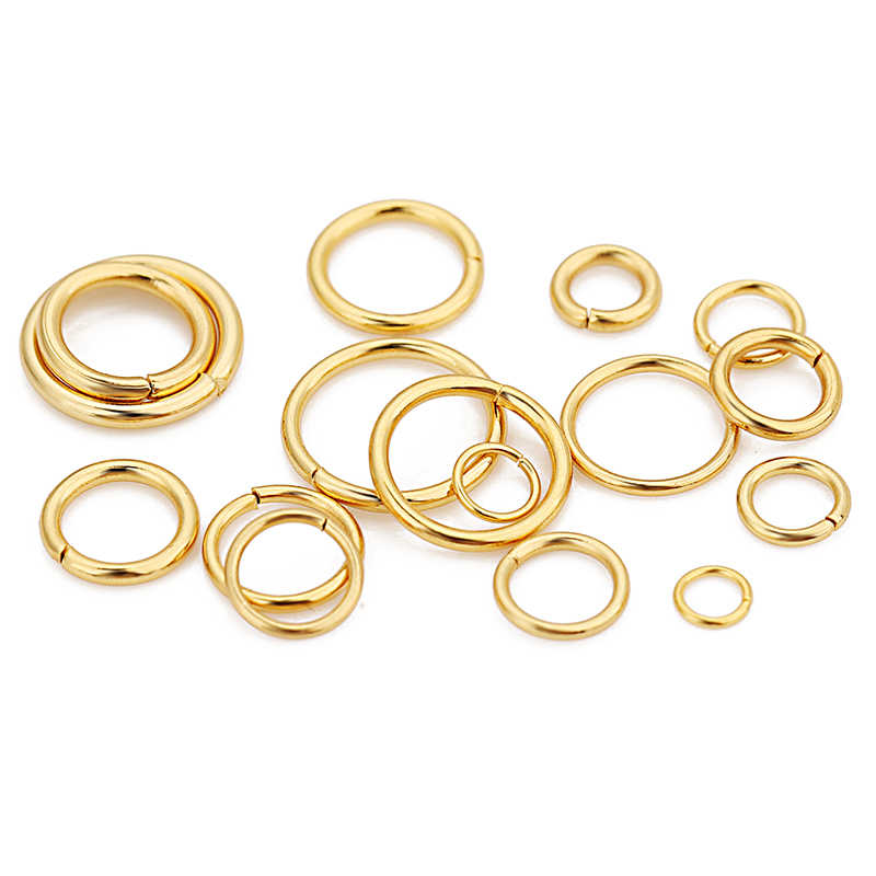 Anneaux fendus en acier inoxydable plaqué or 18 carats, 100 pièces, haute qualité, anneaux de saut pour collier, Bracelet, fournitures de fabrication de bijoux