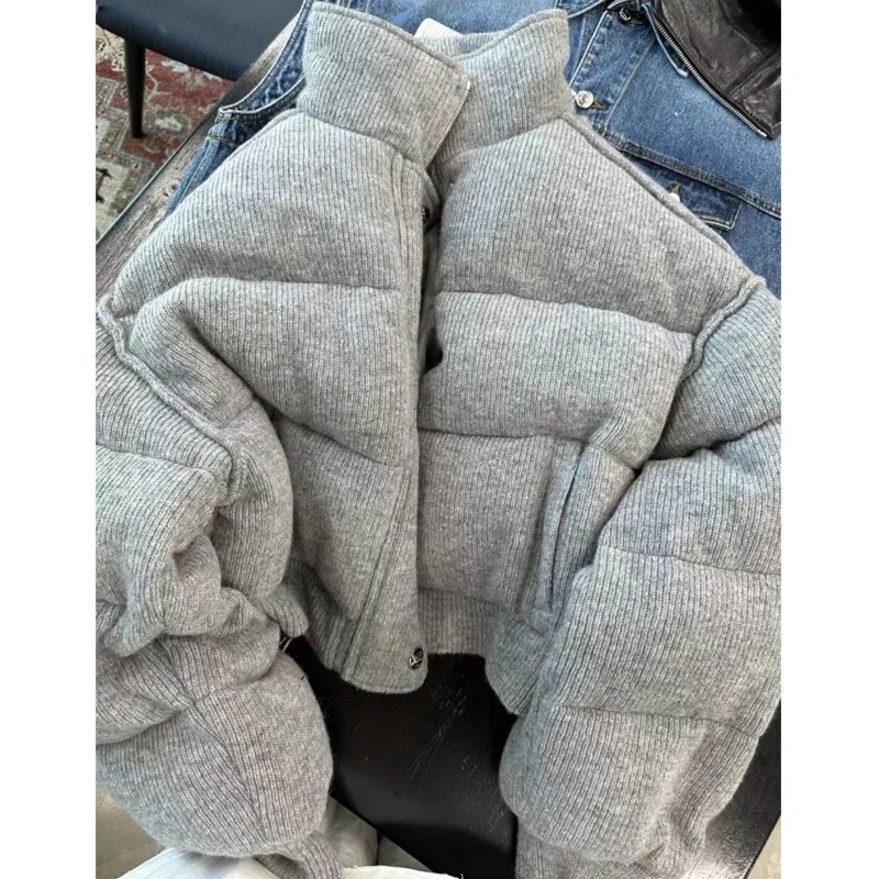Abrigos cortos informales para mujer, Parkas gruesas y cálidas de Color gris, otoño e invierno, 2023