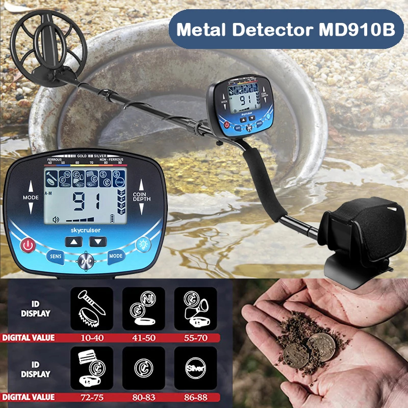 Detector de metais profissional do ouro do elevado desempenho, caçador subterrâneo do tesouro, exposição do painel LCD, modo estável super, MD910B