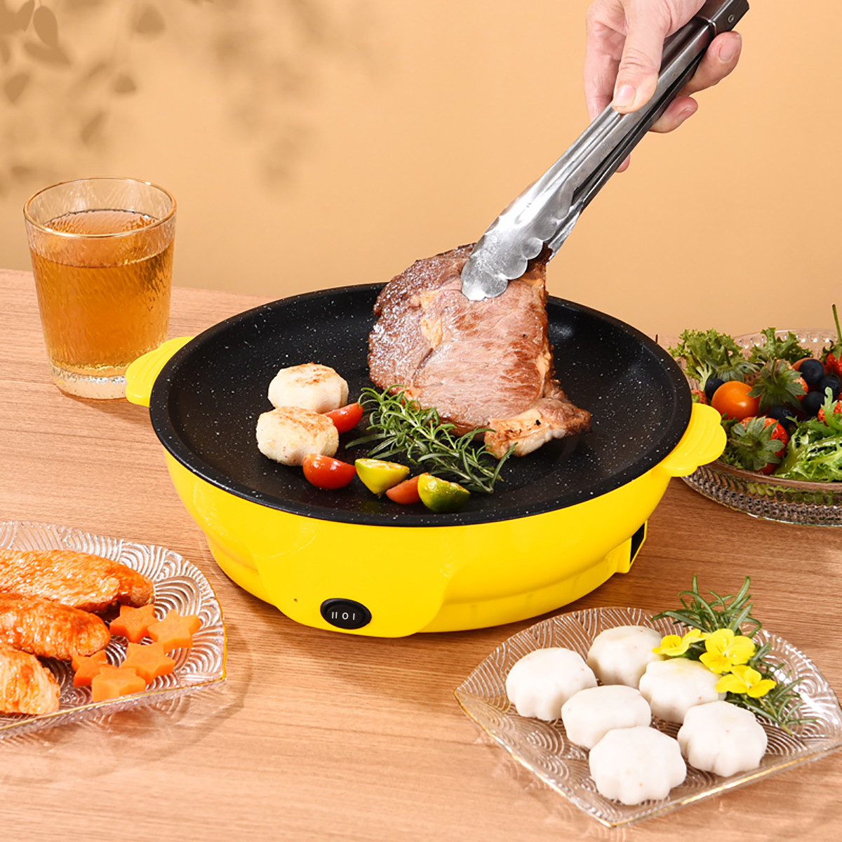 Bandeja para hornear eléctrica multifuncional de 220V, Koekenpan Niet-Plakkerige Grill Geroosterde Pan Fornuis, herramienta Keuken para barbacoa