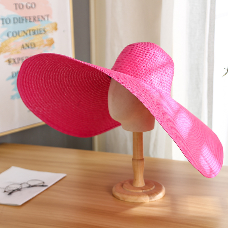Sombrero de Paja de Ala Ancha para Mujer, 25 cm, Plegable, Protección Solar, Accesorio de Moda para Verano