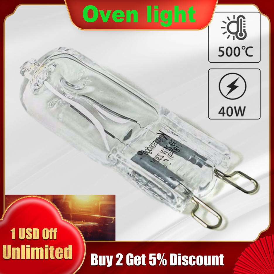 Lampada da forno G9 da 40 W resistente alle alte temperature a una lampadina alogena durevole da 500 gradi per frigoriferi, forni, ventilatori