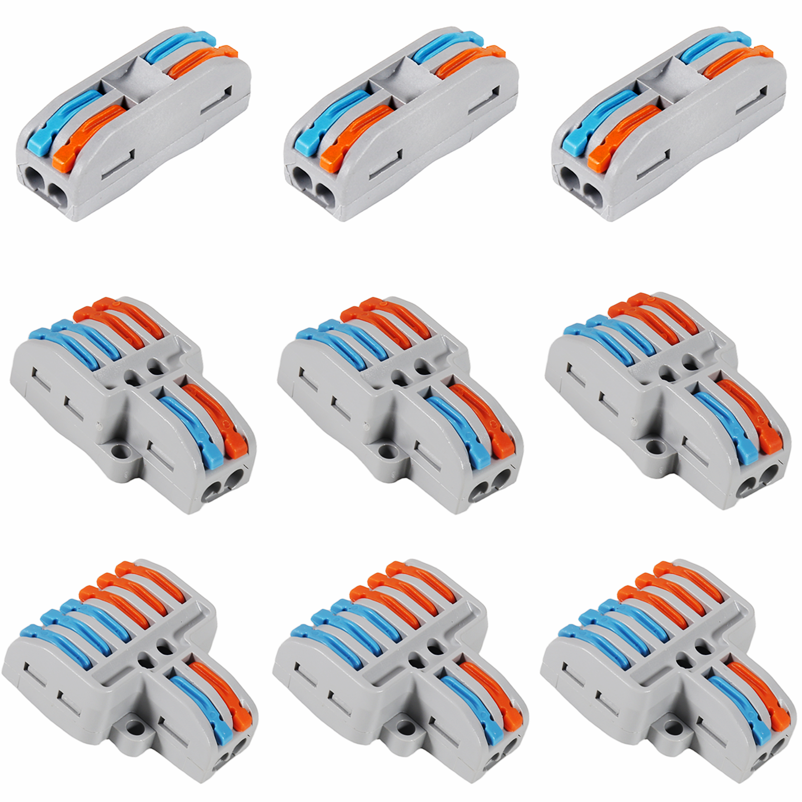 9 stks Compact Splicing Wire Connectors Assortiment Pack Hendel Connector Kit, Snelle Bedrading Connector voor AWG 28-12