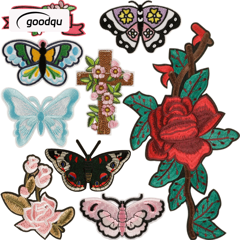 Schmetterling Blumen bestickt Eisen auf Patches für Kleidung Nähen Stoff Thermocollant süße Aufkleber Kinder Mädchen Parches Diy Nas Vendka
