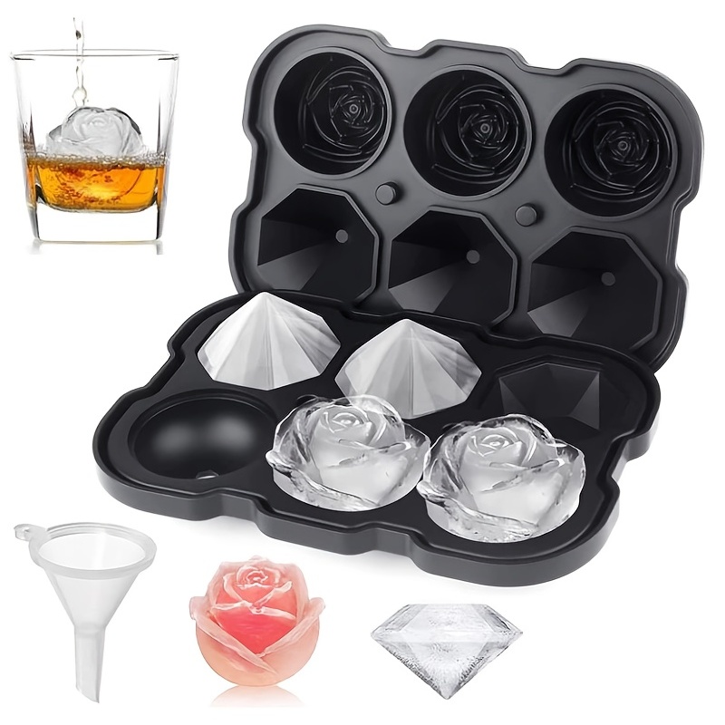 Diamond Rose Gun ETC. Geformte Eiswürfelform aus lebensmittelechtem Silikon, quadratisches Eiswürfelbereiter-Tablett, hochwertige Form für die Barherstellung von Getränken