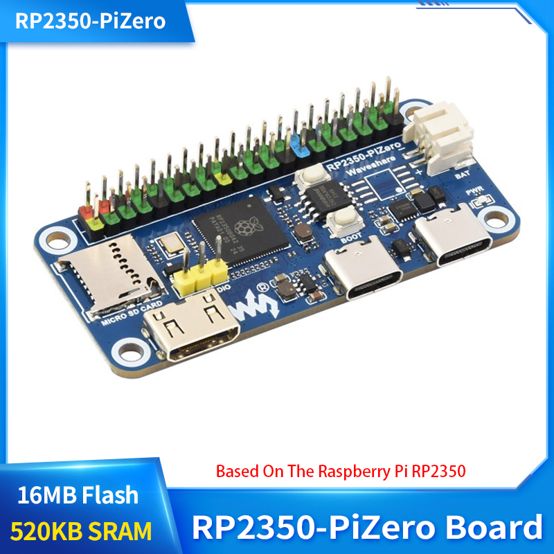 Плата разработки RP2350-PiZero 520 КБ SRAM 16 МБ флэш-памяти на базе двухъядерного и двухъядерного микроконтроллера Raspberry Pi RP2350