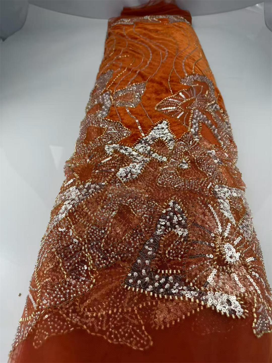 Luxurious African Beaded Net Mesh Lace Fabric French Tulle with 2026 Sequins for Nigerian Wedding Party Dresses
