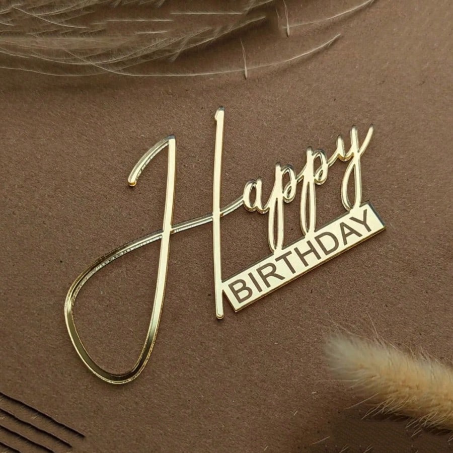 6 peças/3 peças acrílico aniversário rainha ouro bolo topper feliz aniversário festa lados decorações de bolo acessórios