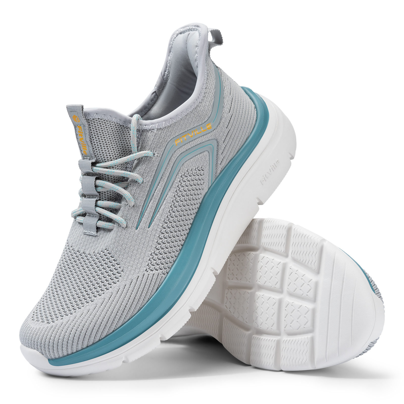 FitVille Buty do biegania z grubą podeszwą Męskie sneakersy Amortyzujące wstrząsy Lekkie Dla opuchniętych stóp Wsparcie łuku stopy Szerokie buty