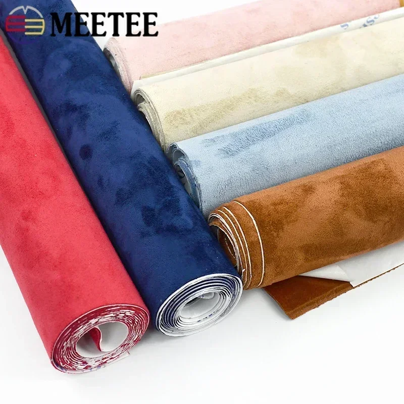 Meetee 20*70cm 50*143cm Wildleder Selbstklebender Stoff Velours-Klebefolie für Autoinnenraum Tür Schmuckbox DIY Verzierungen Stoffe