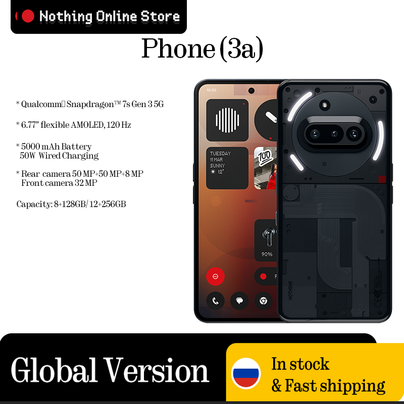 НОВЫЙ телефон Nothing (3a) 6,77 AMOLED 120 Гц 50 МП Qualcomm Snapdragon 7s Gen 3