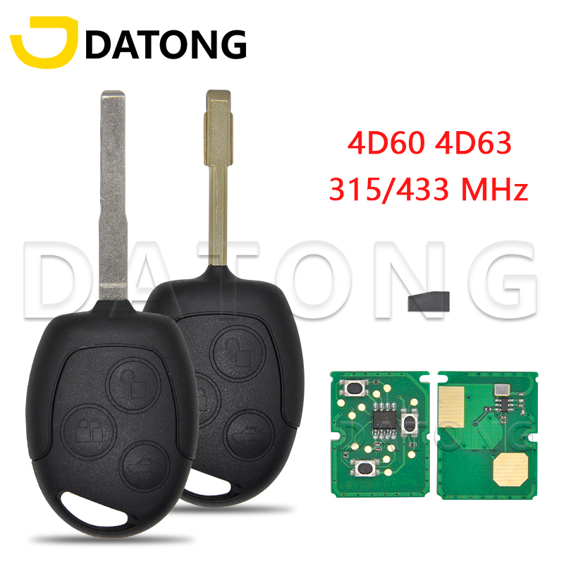 Clé télécommande de voiture Datong World, 315/434 Mhz, puce 4D60/4D63, pour Mondeo, Ford Focus, Fusion, Fiesta, Galaxy Transit