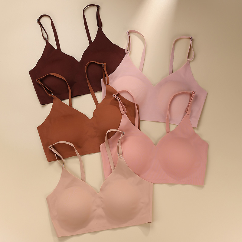 Nouveau Design été découpé au Laser sans couture sans fil Push Up soutien-gorge basique haut court Por Mayor rembourré femmes Brassier glace soie sans couture soutien-gorge