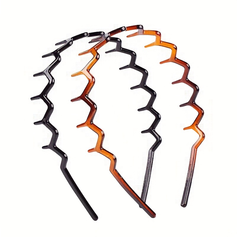 2 stks/set Zwart amber golf lange tanden hoofdband Anti-val hars plastic met tanden antislip hoofdband voor mannen en vrouwen gezicht wassen h