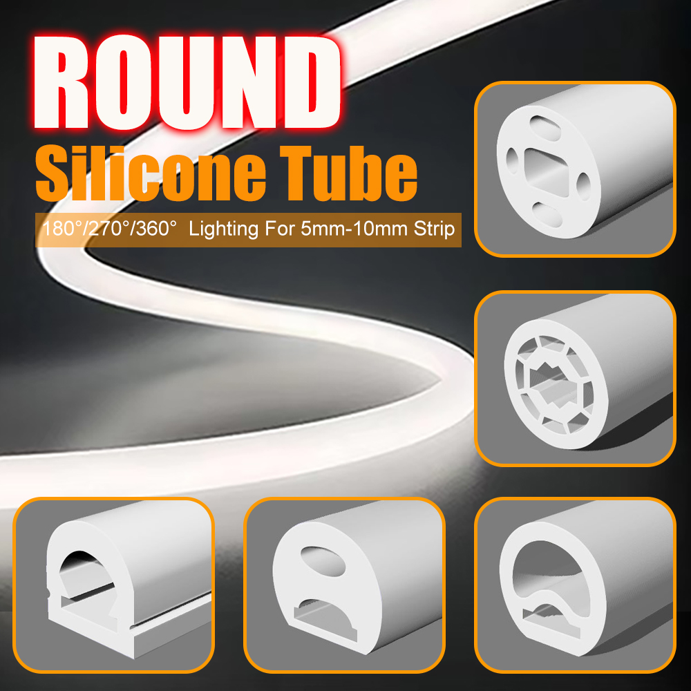 Enseigne au néon ronde lumineuse à 180/270/360 degrés, Tube de Gel de silice, manchon souple en Silicone Flexible, étanche pour bande lumineuse LED 5-10mm