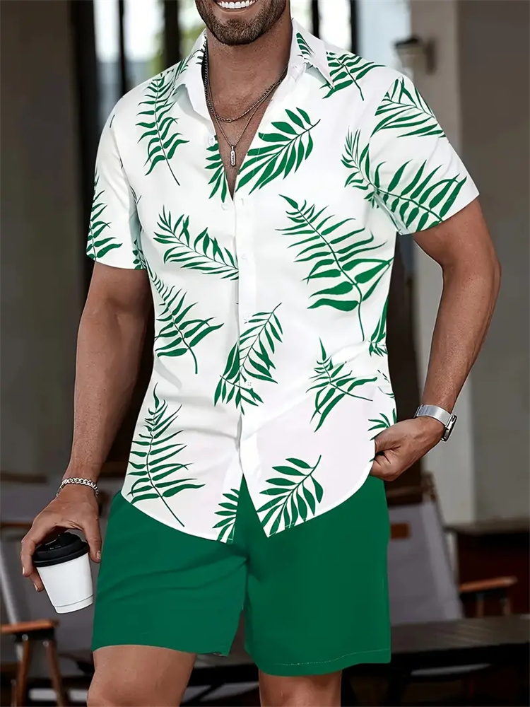 Conjunto de camisa hawaiana para hombre, conjunto de camisa de manga corta estampada en 3D para hombre, conjunto de camisa de dos piezas de solapa de playa de verano, conjunto de ropa informal Unisex