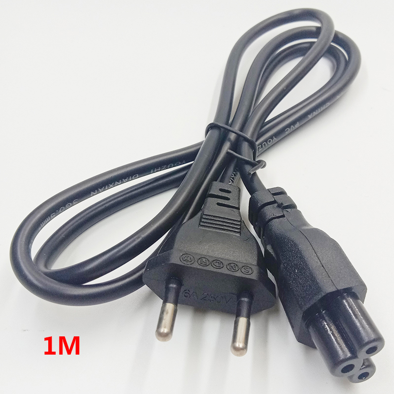 Euro EU European Plug IEC C5 Cloverleaf Kabel Ekstensi Kabel Adaptor Daya Laptop untuk Dell HP Lenovo Notebook PC Monitor 1M