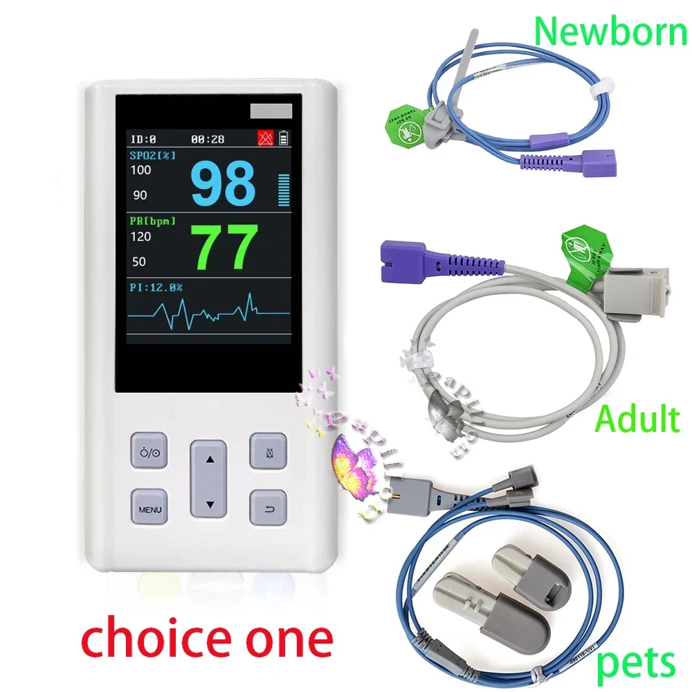 Oxímetro de Pulso Portátil Veterinário com Monitor de SPO2, PR, PI e Frequência Cardíaca com Memória para Adultos, Neonatos, Animais de Estimação, Hospitais, Clínicas e Uso Doméstico