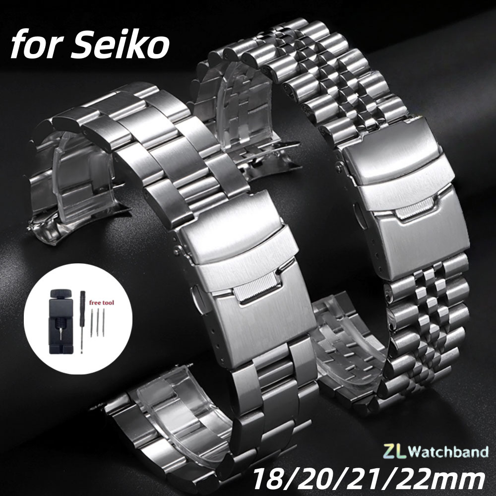 Pulseiras de Aço Inoxidável Sólido de Luxo 18mm 19mm 20mm 22mm para Relógios Masculinos Seiko, Jubilee e Oyster - Acessórios