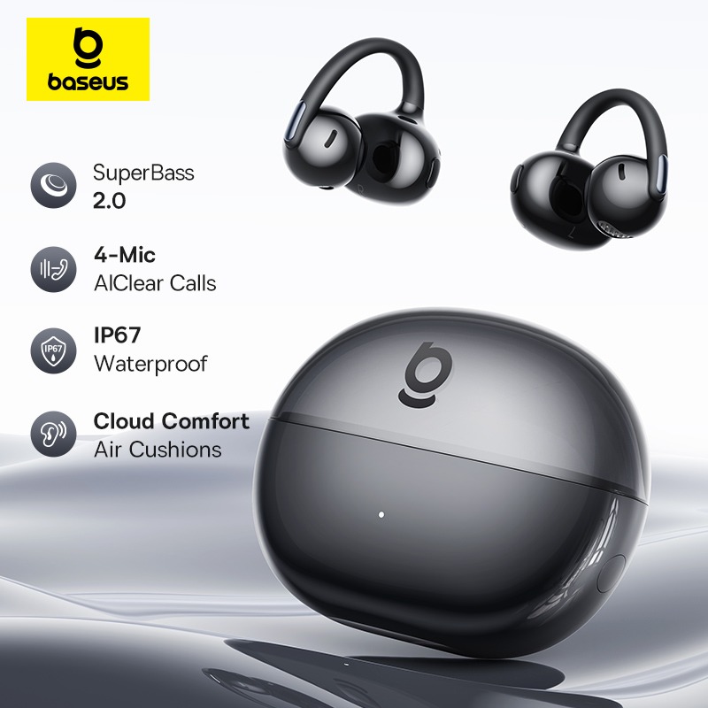 Auriculares Inalámbricos Baseus Bowie MC2 AIR con Clip, Auriculares Bluetooth 6.0, Diseño Abierto, 4 Micrófonos ENC, Auriculares Deportivos