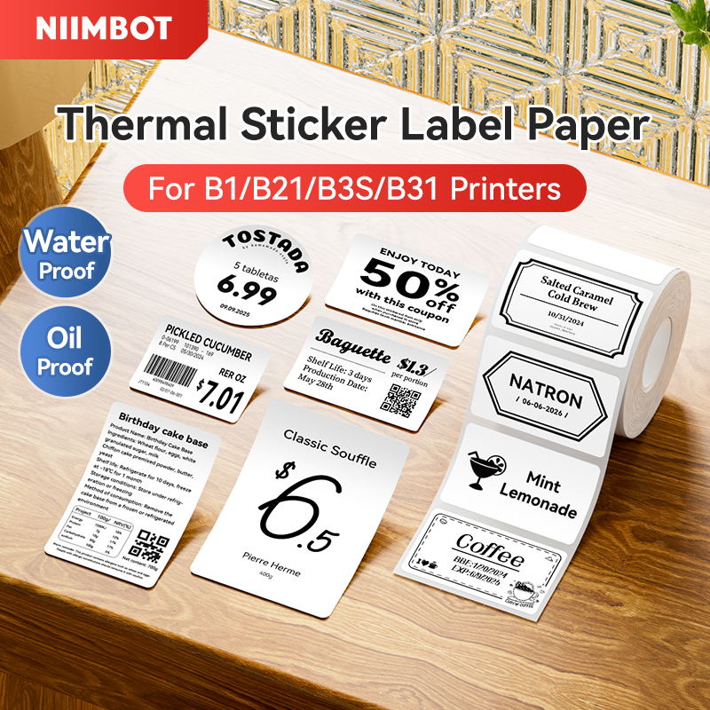 NIIMBOT Thermische Sticker Label Papier voor B1 B21 B3S B31 Waterdichte Markering Label Prijskaartje Plakband Prijs-tag Sticker