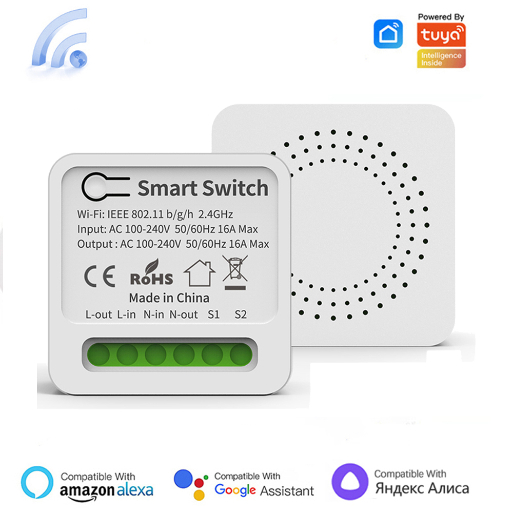 Tuya 16A MINI Wifi interruptor inteligente DIY relé de Control bidireccional temporizador para vida inteligente funciona con Alexa Google Home Yandex Alice