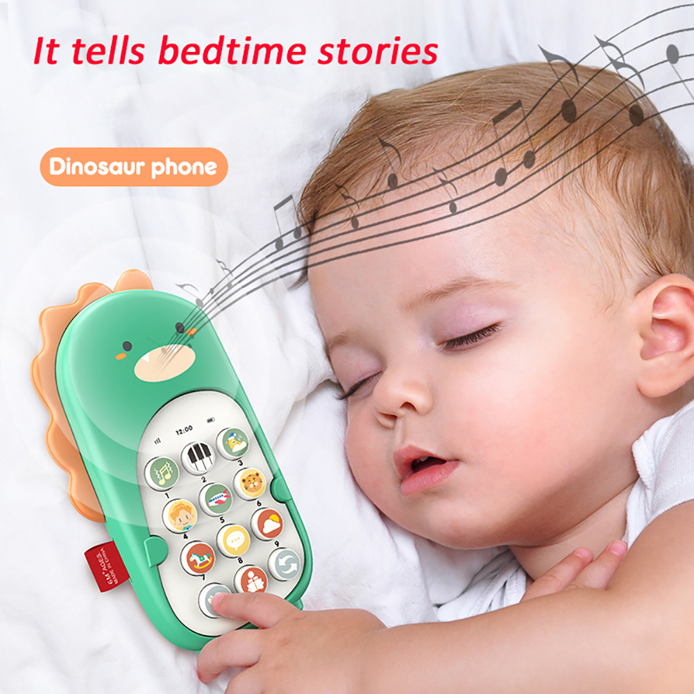 Baby Cartoon Dinosaur Music Mobile Phone Toy, Acalmem o sono Artefato, Simulação Telefone, Primeiros brinquedos educativos, Presentes para crianças