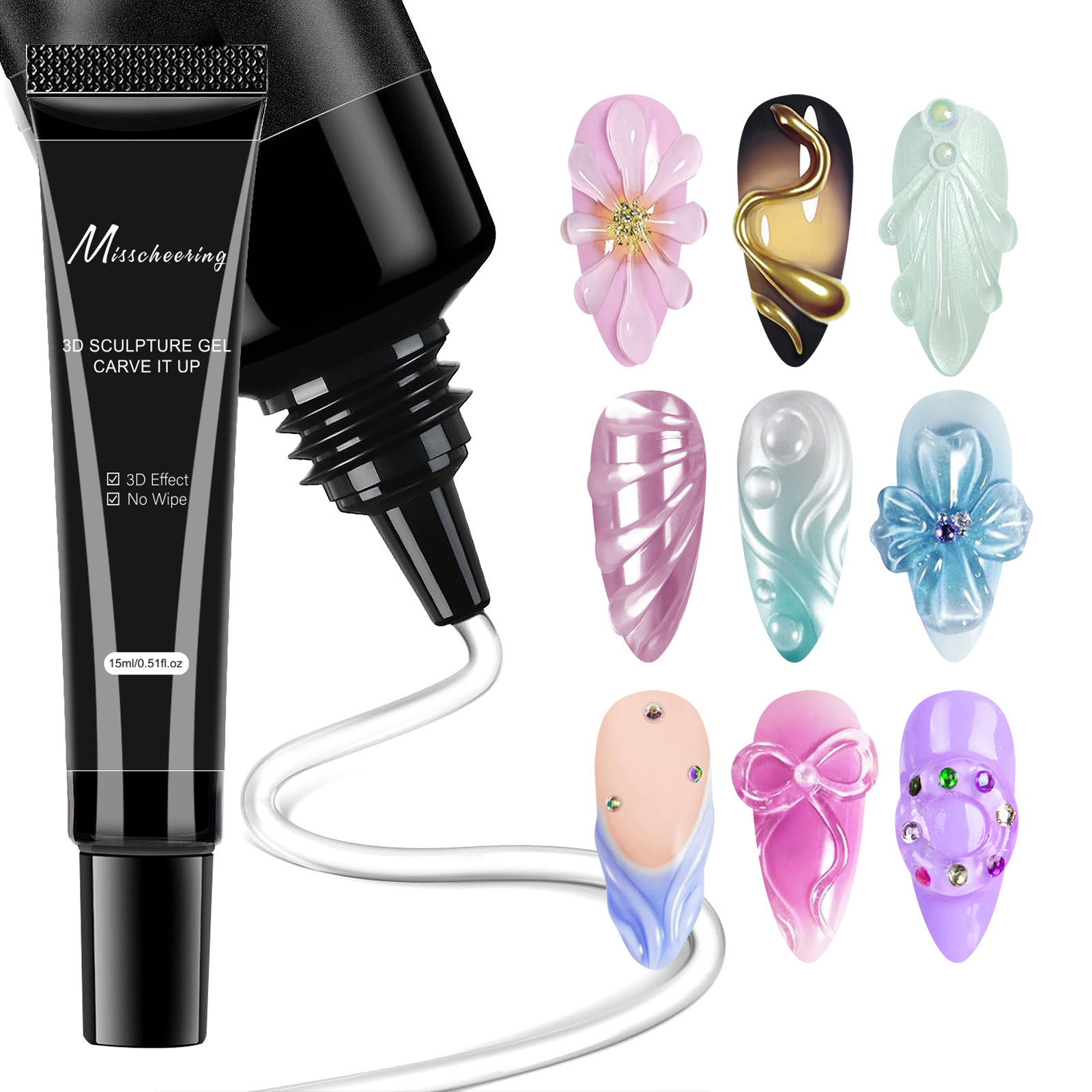 15 ml 3D-Nagelkunst-Gel – DIY-Designs, wasserfestes Sculpting-Gel, wasserfestes Nail-Art-Design-Gel für komplizierte Schnitzereien und Formen