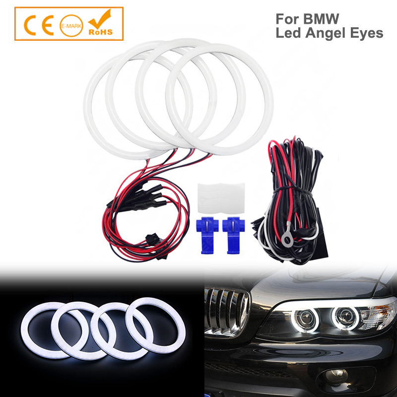 1SED 4x106mm para BMW E46 2D Coupe Cabrio LED de dos colores DRL SMD algodón Ojos de Ángel Halo anillos Kit faro luz de señal de giro automática