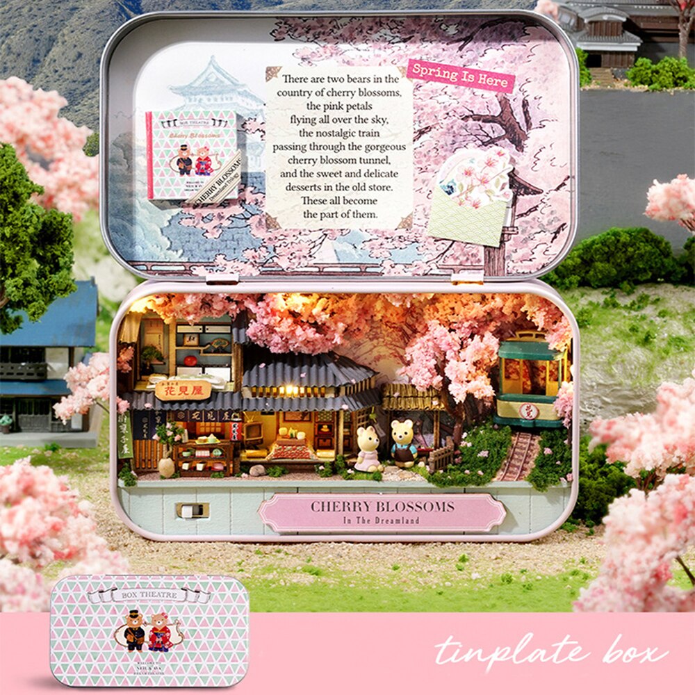 Dolhouses木製dolhouses手作り面白いボックス劇場ミニチュアボックスかわいいドールハウス組み立てキットクリエイティブギフト木製おもちゃ女の子のため