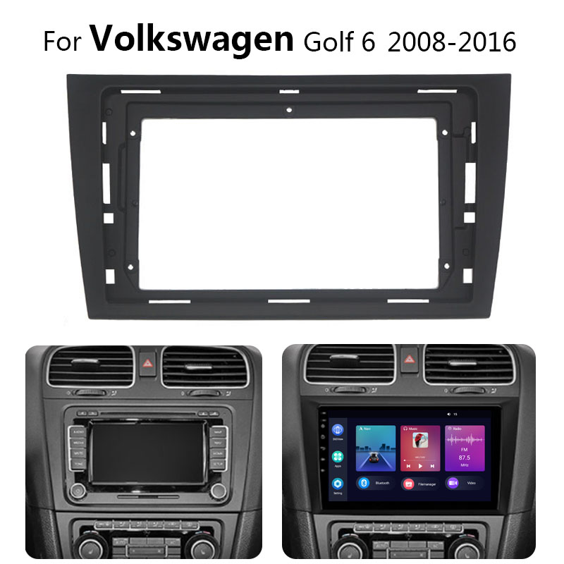 ชุดกรอบวิทยุติดรถยนต์9 "2 DIN สำหรับ Volkswagen Golf 6 2008-2016สเตอริโอออโต้เฮดยูนิตแผงหน้าปัด