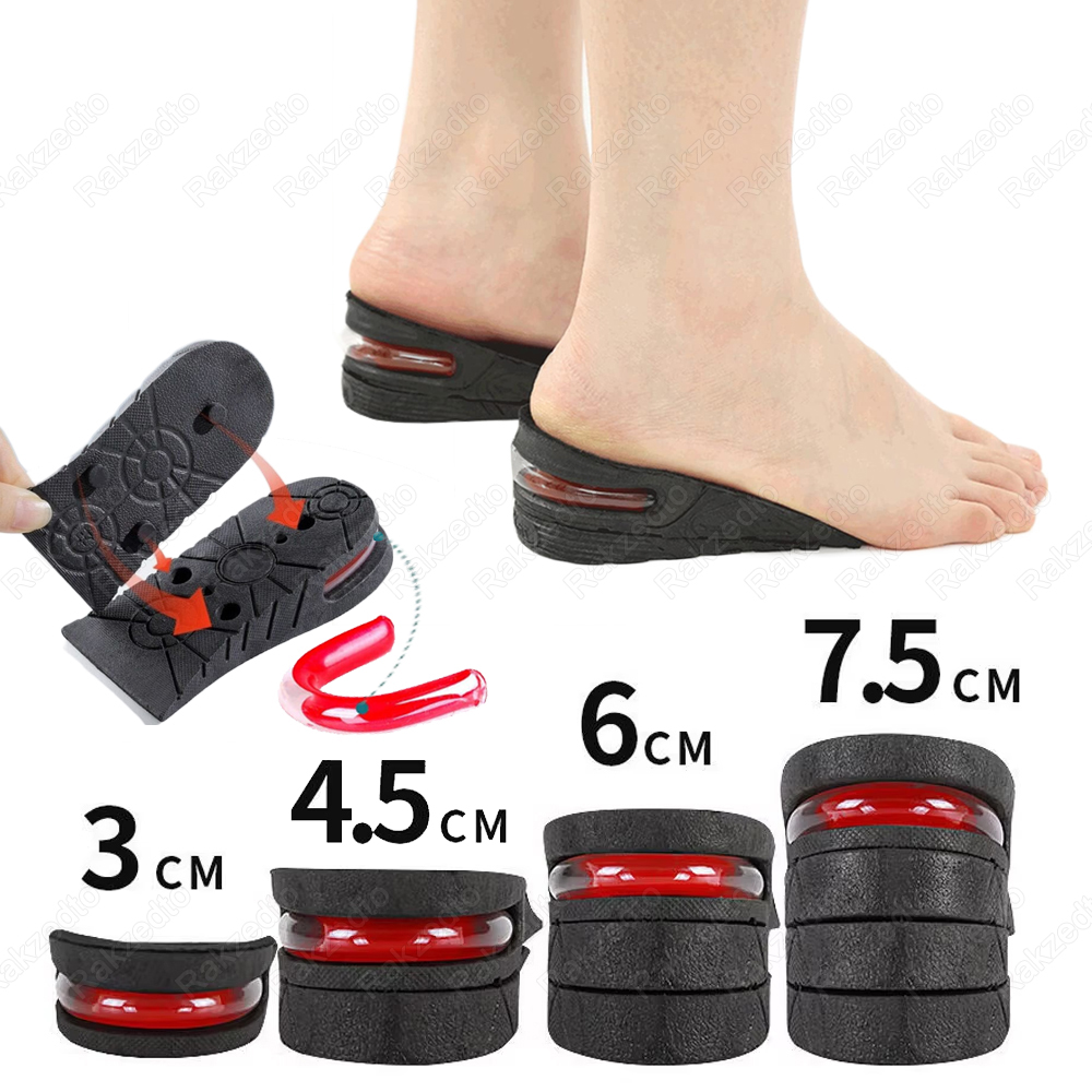 Plantillas de aumento de altura para hombres mujeres Inserto de elevación del zapato del talón Plantillas de elevación con colchón de aire Almohadilla ajustable para los pies que absorben los impactos