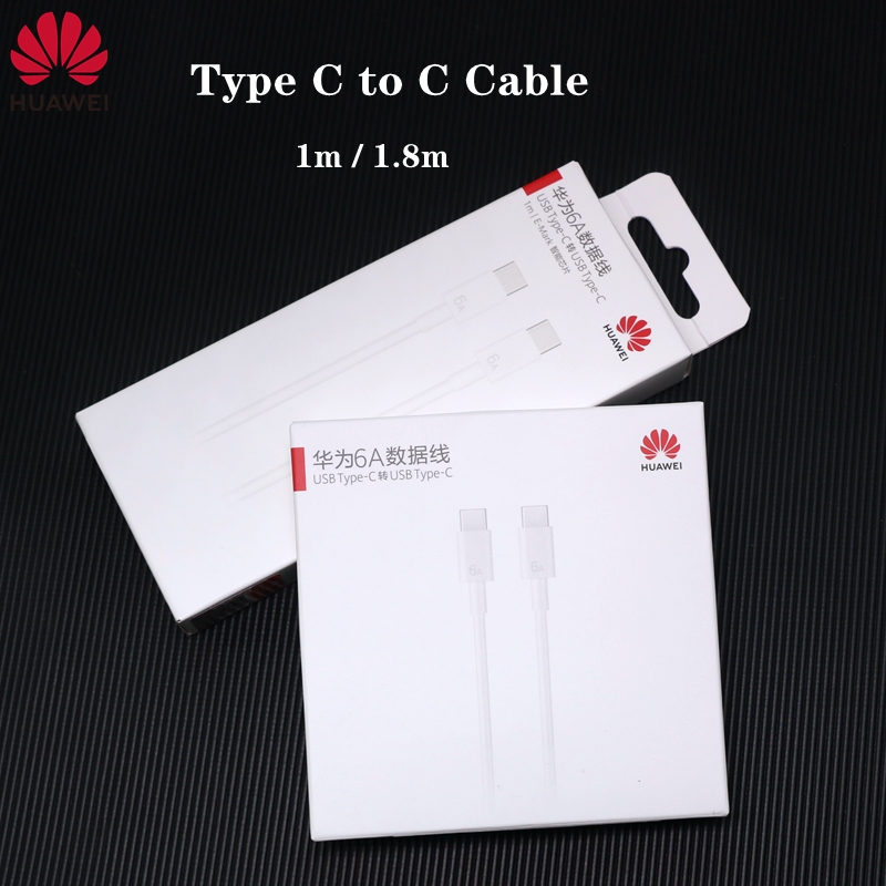 Oryginalny kabel USB Type-C do Type-C Huawei Matebook o długości 1.8m/1m, szybki kabel do transmisji danych 6A, kompatybilny z telefonami Huawei P50, P60, P70 Pro, Mate40 Pro