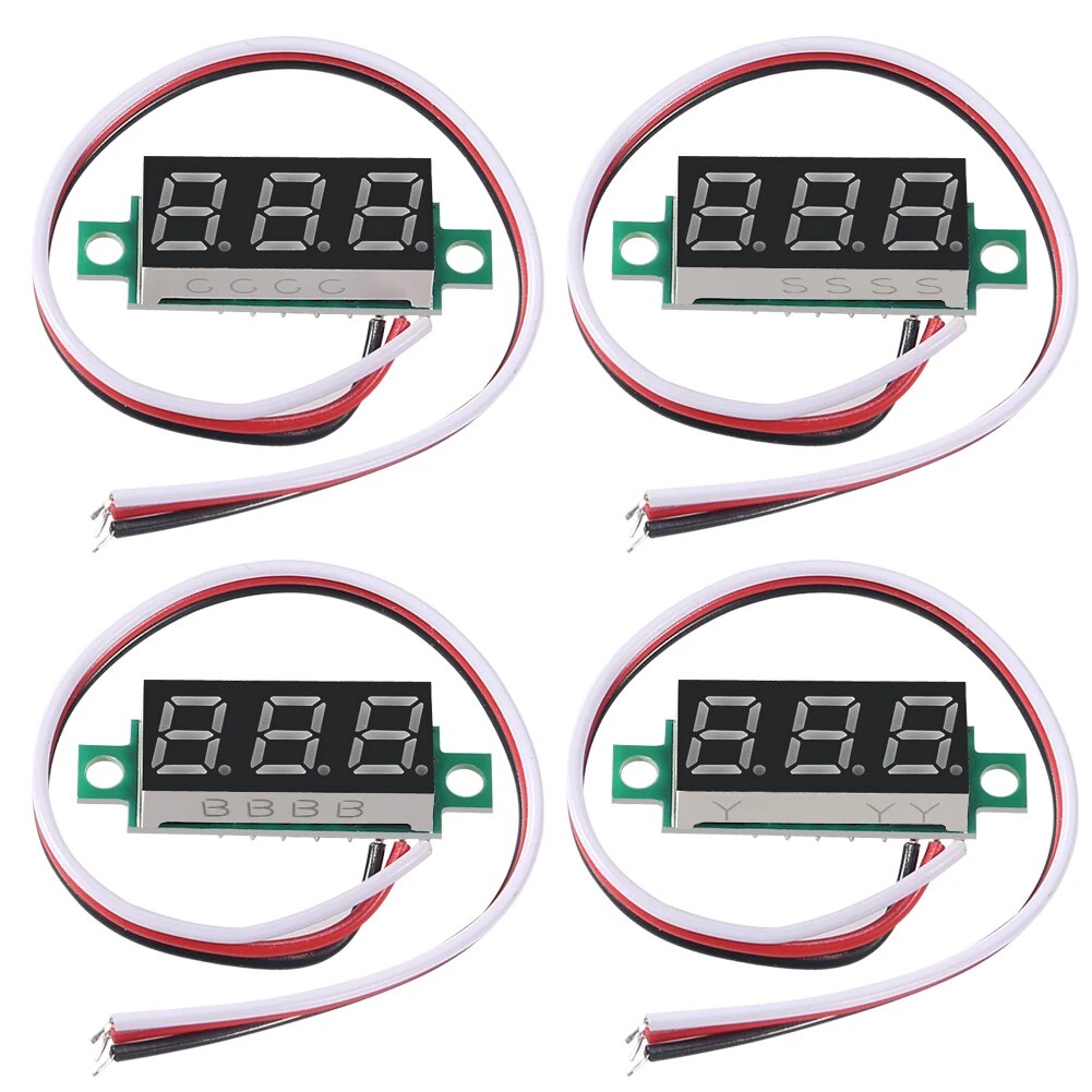 4pcs 디지털 미니 디지털 전압계 0.28 인치 3 라인 0-100V 디지털 전압계 게이지 테스터 LED 디스플레이 패널 전압계