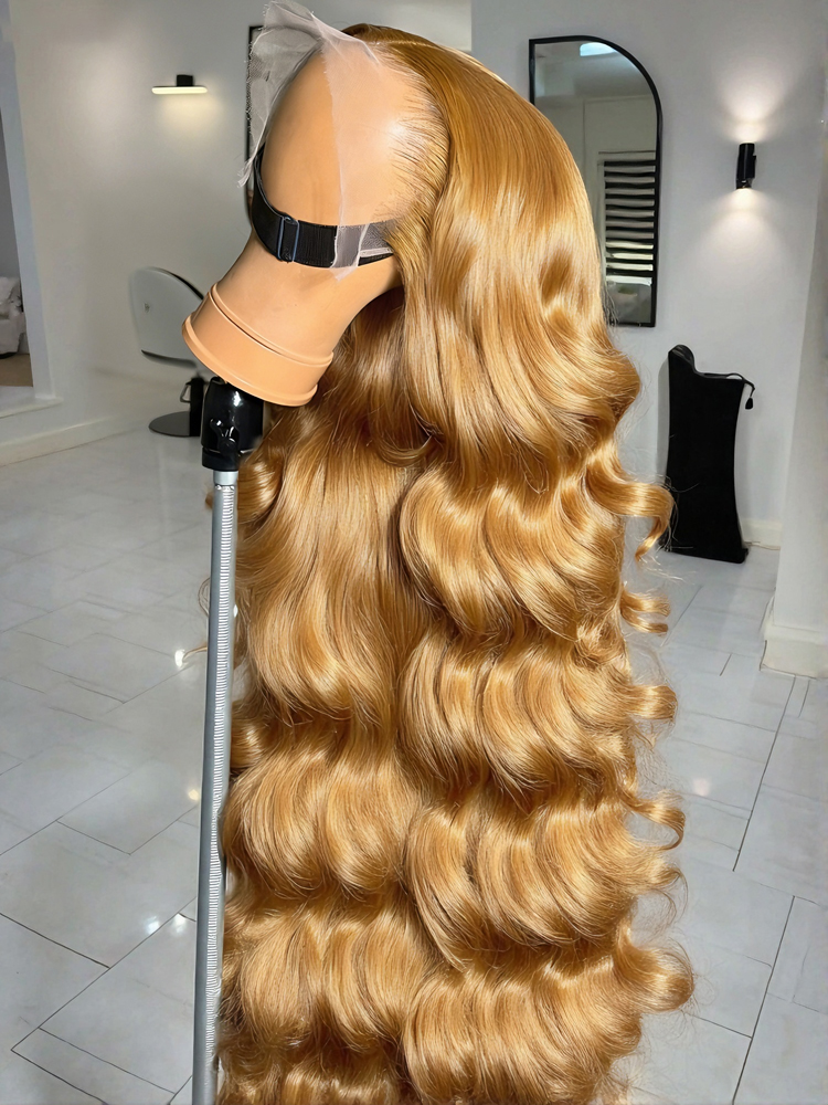 Densità 250 # Parrucca di capelli umani biondi miele con onde naturali, 27 colori, 13x6, con frontale in pizzo trasparente HD pre-strapazzato, per donne di colore.